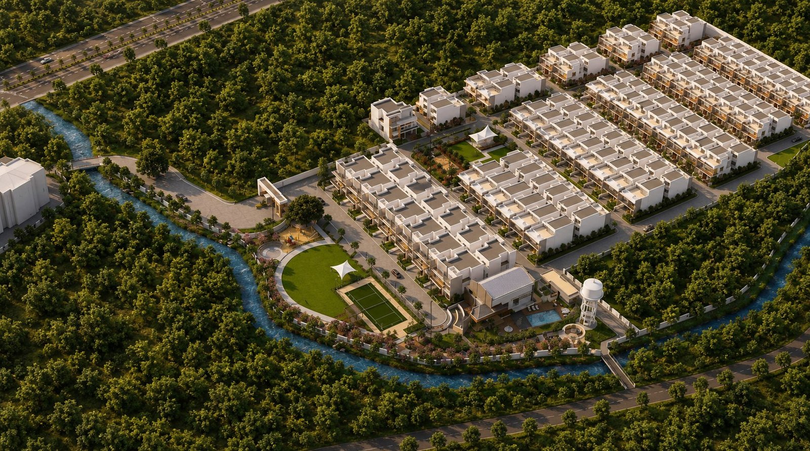 The estate seen from the air